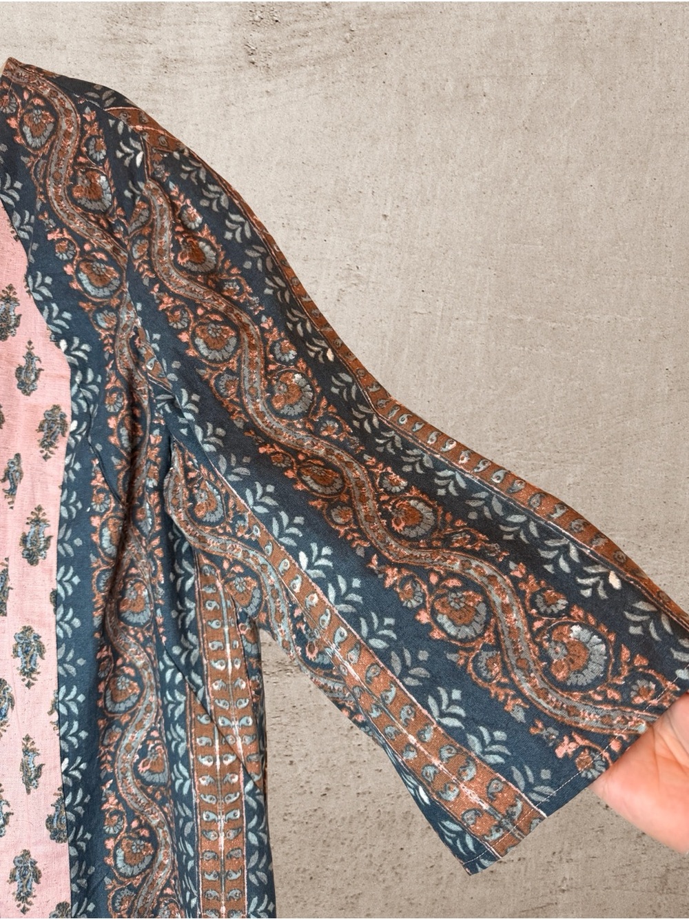 Pure Jill Block Print Lagenlook Boho Tunic Pink Navy Cotton Linen 2X - Picture 6 of 7